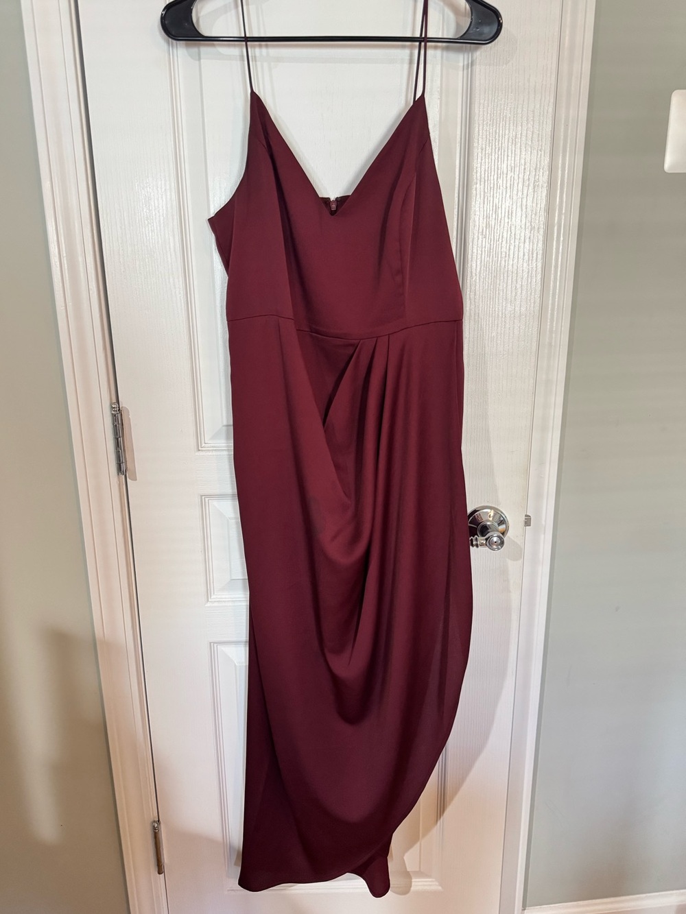 Express Burgundy Spaghetti-Strap Midi Dress